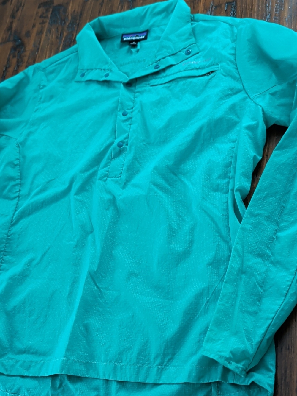 Patagonia Houdini Turquoise Long-Sleeve Snap Pullover Jacket Top Size M - Picture 3 of 14